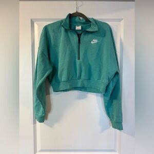 Nike Women's Green Half-Zip Sweatshirt